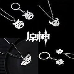 Trendy Maple Leaf Titanium Steel Necklace Keychain