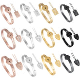 Couple's Lock Heart Titanium Stainless Steel Bracelet with Nacklace