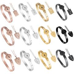 Couple's Lock Heart Titanium Stainless Steel Bracelet with Nacklace
