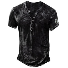 Men's Oversized Cross Print Casual Collarless T-shirt
