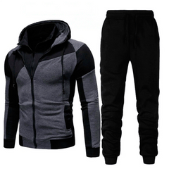 Men's Color Block Double-layer Zippered Hoodie Pants Co-ords