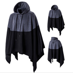 Stylish Men's Color Block Hooded Pullover Cape