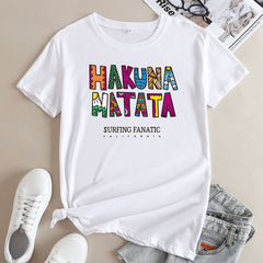 Women's HAKUNA MATATA Letter Print Short Sleeve T-Shirt