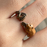 Cute Little Squirrel Swallowing Melon Seeds Open Ring