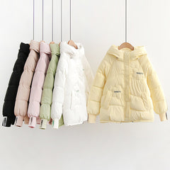 Candy Color Sweety Eiderdown Cotton-padded Warm Hooded Jacket
