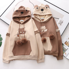 Sweet Girls Cartoon Bear Embroidery Cosplay Hoodie