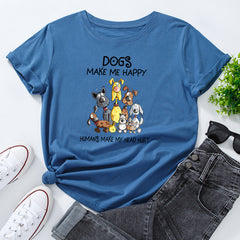 Women's Dogs Graphic Print Round Neck T-shirt