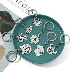 Trendy Maple Leaf Titanium Steel Necklace Keychain