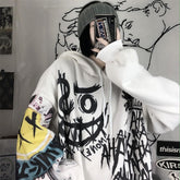Chic Unisex Graffiti Print Thickened Loose Hoodie