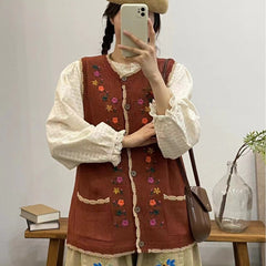 Versatile Women's Floral Embroidery Vest