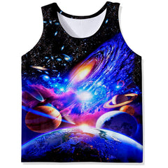 Men's Starry Sky Digital Print Crew Neck Vest