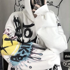 Chic Unisex Graffiti Print Thickened Loose Hoodie