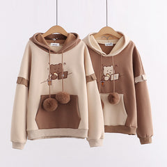 Sweet Girls Cartoon Bear Embroidery Cosplay Hoodie