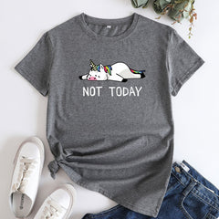 Funny NOT TODAY Unicorn Short Sleeved T-shirt
