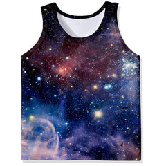Men's Starry Sky Digital Print Crew Neck Vest