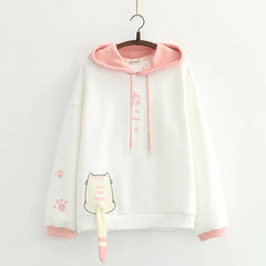 Kawaii Cat Tail Warm Long Sleeved Hoodie