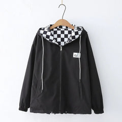 Trendy Reversible Hooded Spring Baseball Jacket