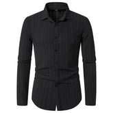 Men's Fashion Wave Pattern Long Sleeve Collar Shirt