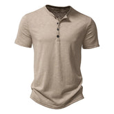Casual Men's Henry Neck Short Sleeve T-shirt