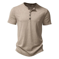 Casual Men's Henry Neck Short Sleeve T-shirt