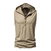 Men's Hollow Out Basic Sleeveless Hooded T-shirt Vest