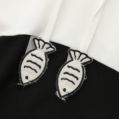 Japanese Style Cat Fish Printed Short-sleeved Hooded T-shirt