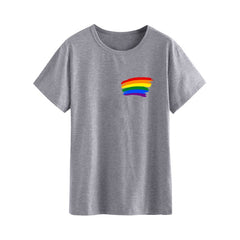 Unisex Chest Rainbow Print LGBT Loose T-shirt