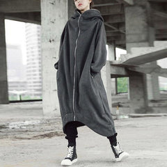 Chic Women's Casual Zip Up Hooded Long Plush Jacket