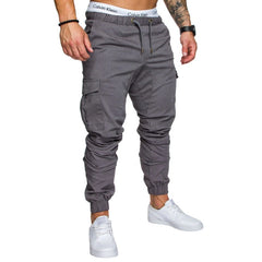 Cool Men's Woven Fabric Casual Slim Multiple Pockets Pants