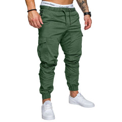 Cool Men's Woven Fabric Casual Slim Multiple Pockets Pants