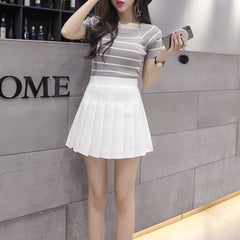 JK Style Plaid High Waist Small A-line Pleated Skirt