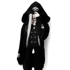 Women's Gothic Single Eye Printed Loose Drawstring Long Hoodie