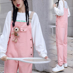 Girls Casual Bear Decorate Strappy Wide-leg Jumpsuit