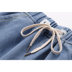 Vintage Cuffed Rabbit Embroidered Denim Jeans
