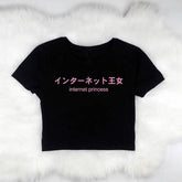 Stylish Women's Internet Princess Letter Print Cropped T-shirt