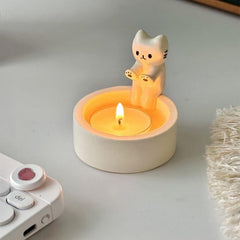 Cartoon Kitten Cat Candle Holder (Candle Not Included)