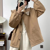 Japanese Style Doll Neck Flower Lapel Loose Jacket