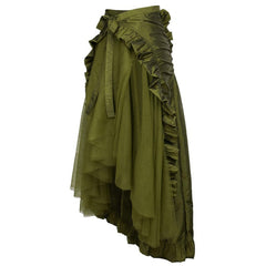 Women's Steampunk Gothic Wrapped Ruffled Pirate Skirt