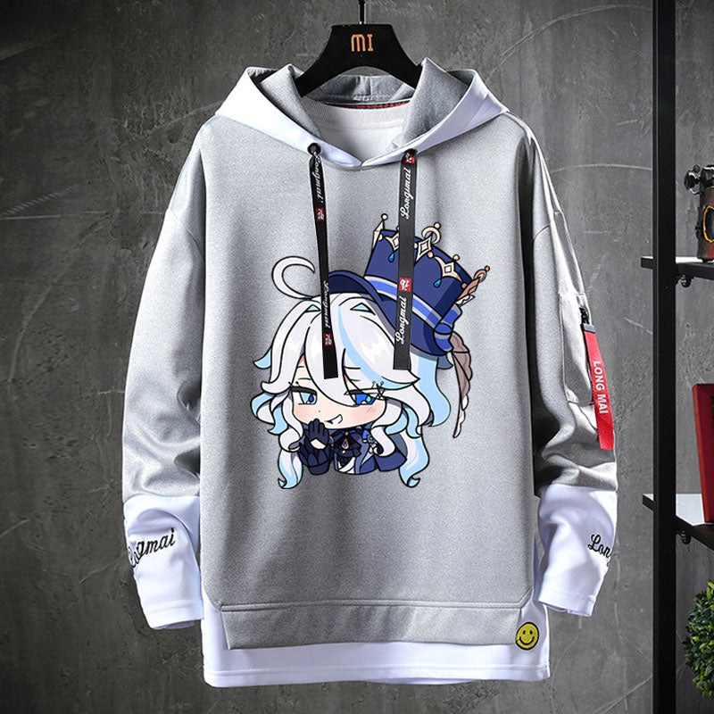 Unisex Game Furina Fake Two-piece Hoodie