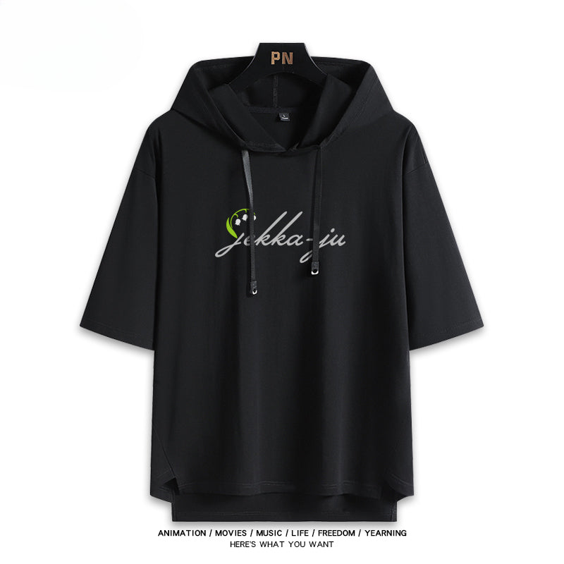 Casual Anime Cos Hooded Short-sleeved Loose Top