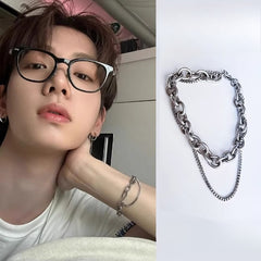 JAEHYUN Double Chain Titanium Steel Bracelet