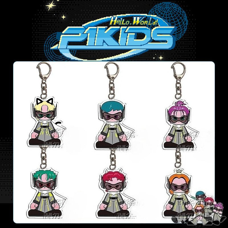 P1H "Hello, World" Cartoon Doll Acrylic Keychain
