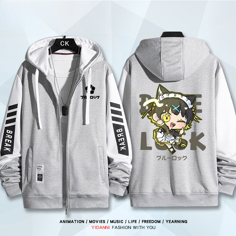 Unisex Anime Print Zipper Loose Hoodie