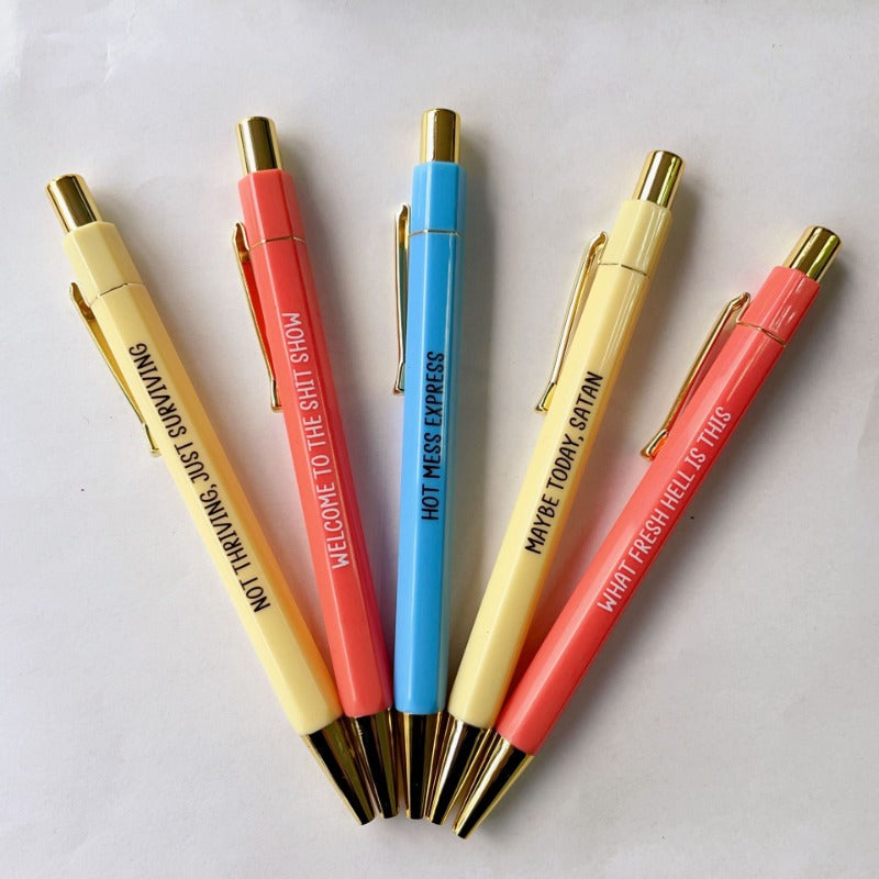 5 Funny OFFENSIVE PENS Ballpoint Pen Set