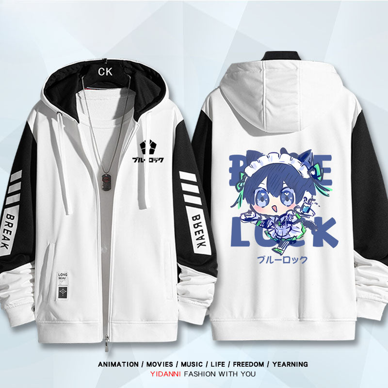 Unisex Anime Print Zipper Loose Hoodie