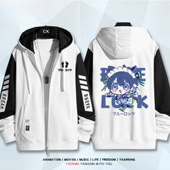Unisex Anime Print Zipper Loose Hoodie