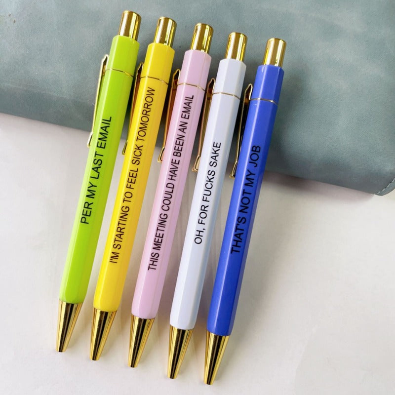 5 Funny OFFENSIVE PENS Ballpoint Pen Set