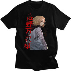 Unisex Anime Graphic Printed Casual Black T-shirt