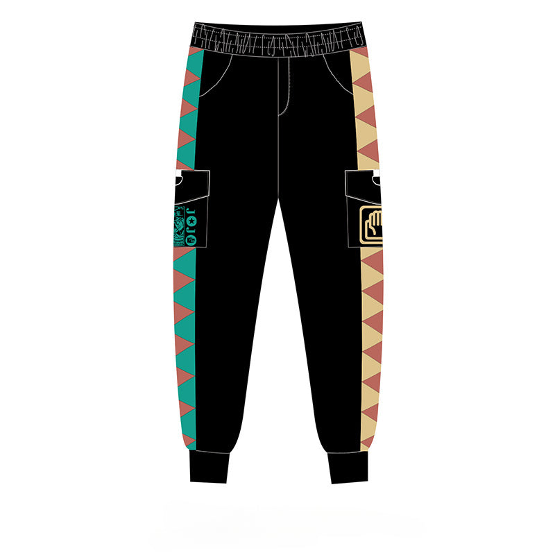 Unisex JOJO Print Casual Black Loose Pants