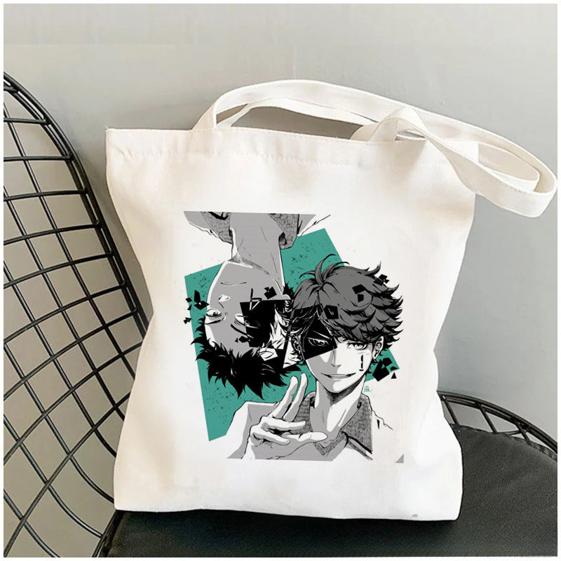 Trendy Anime Printed Canvas Shoulder Tote Bag